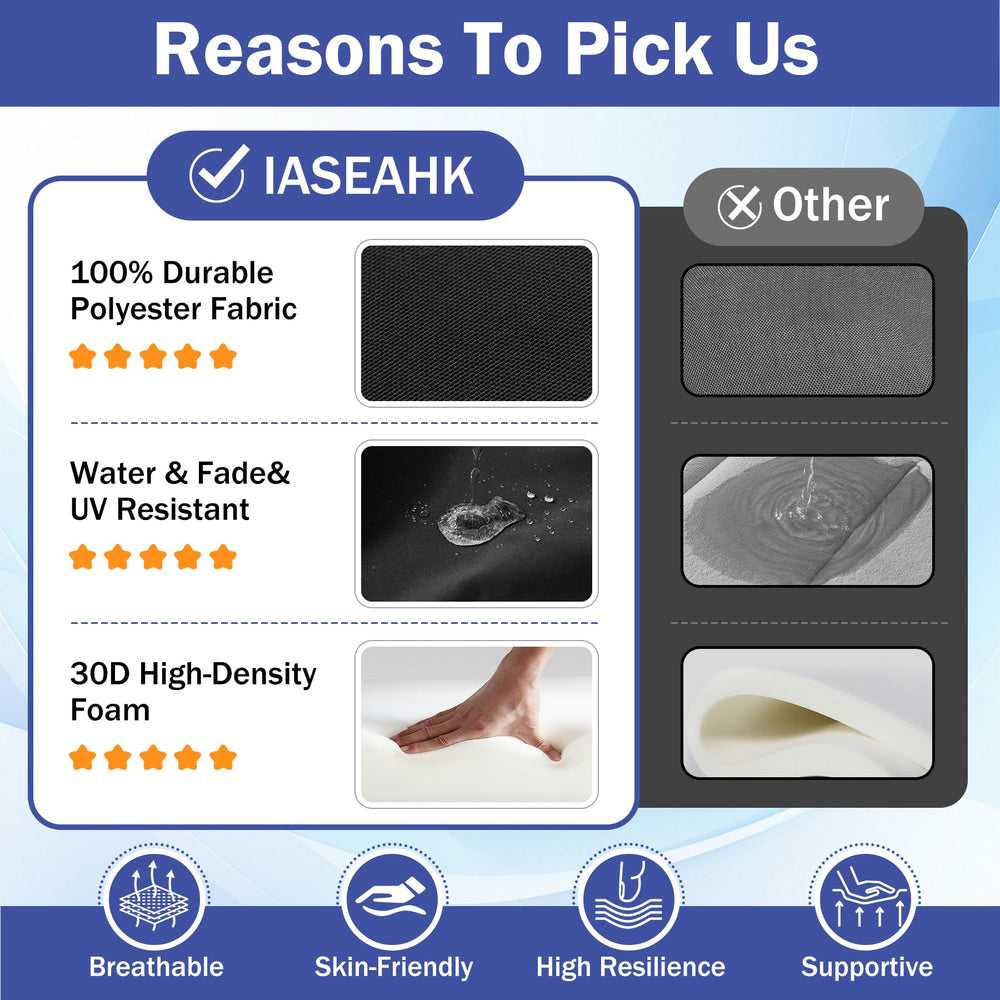 IASEAHK cushion placed on wooden bench illustrating outdoor-ready lifestyle comfort
