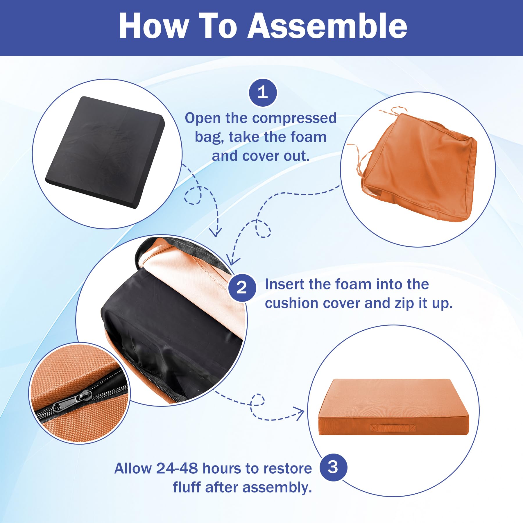 IASEAHK folded cushion held by handle ready for transport and storage