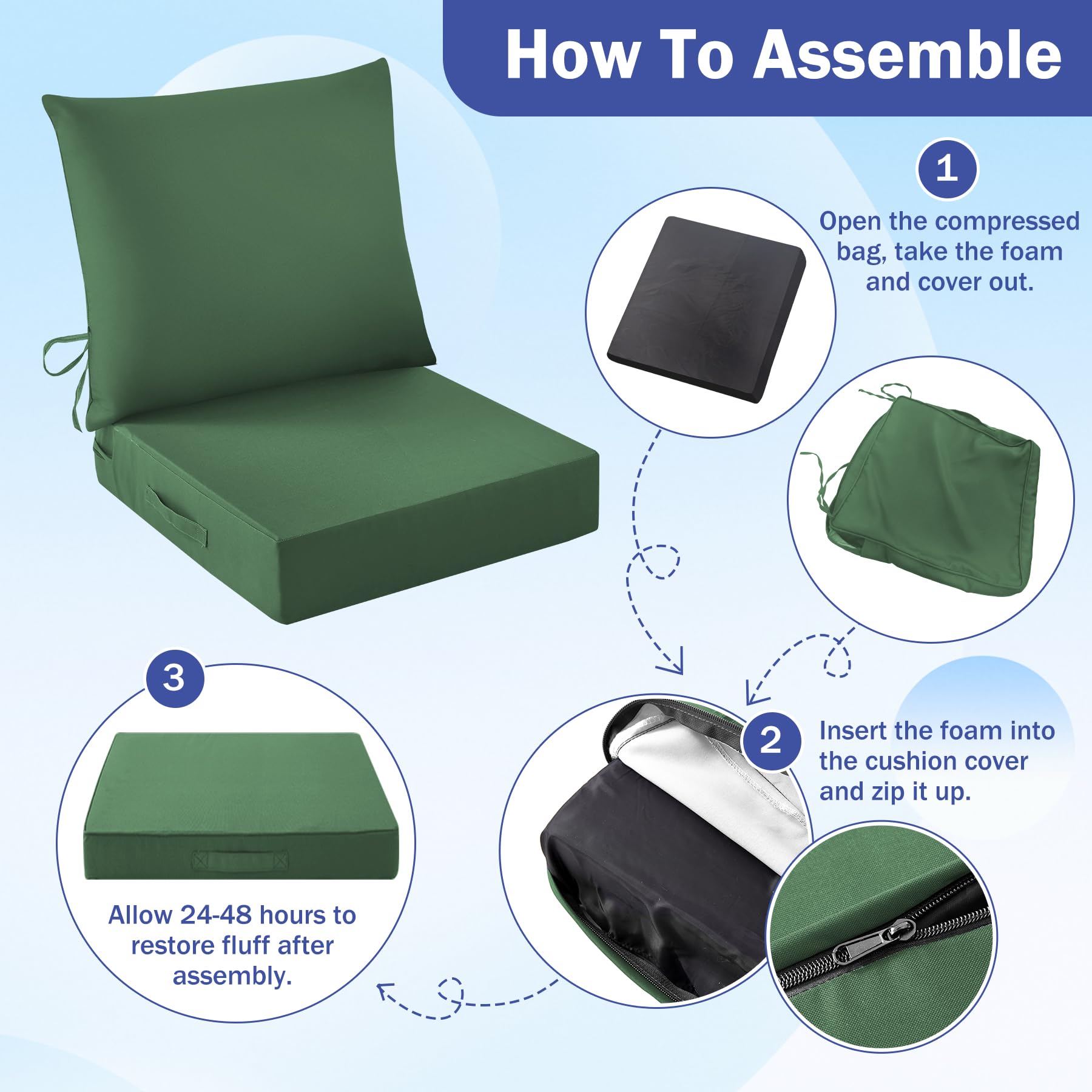 IASEAHK folded cushion with handle for portable outdoor seating convenience