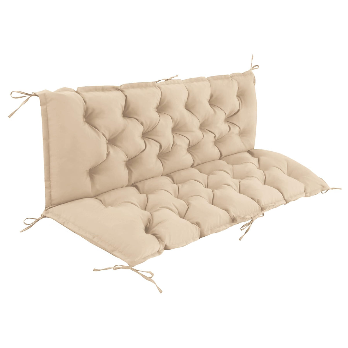 IASEAHK front view of beige 60x40x4 porch swing cushion showing full cover and shape for comfortable seating