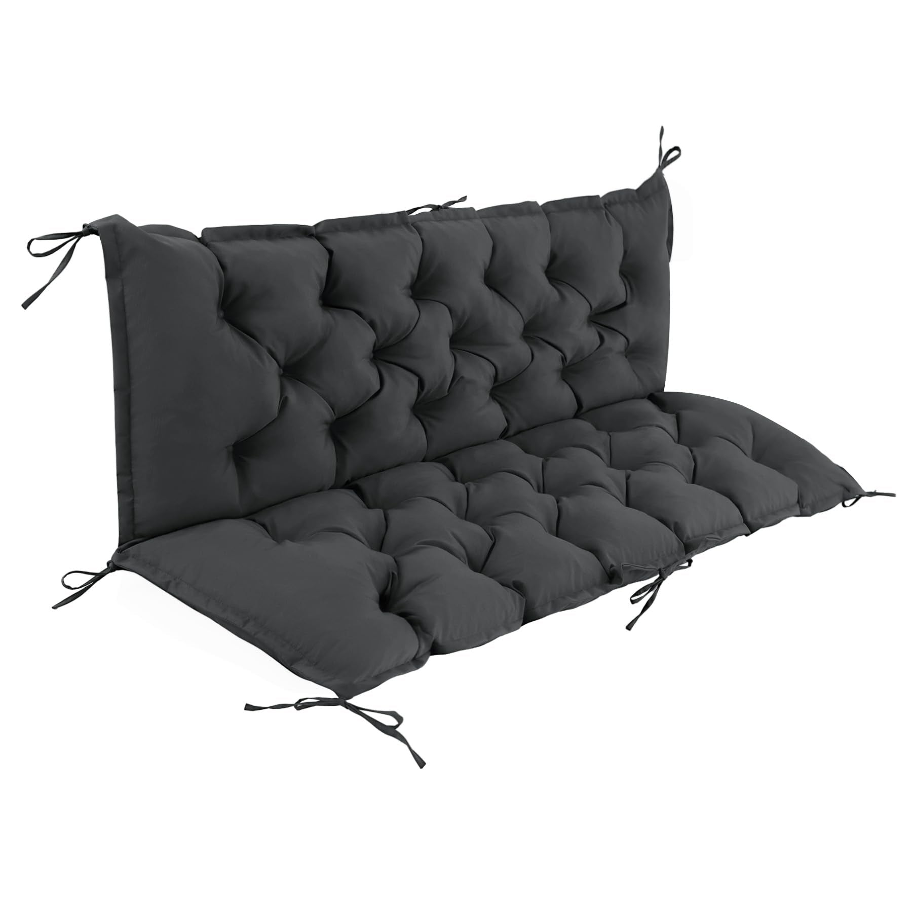 IASEAHK front view of dark grey porch swing cushion showing fit and finish benefits