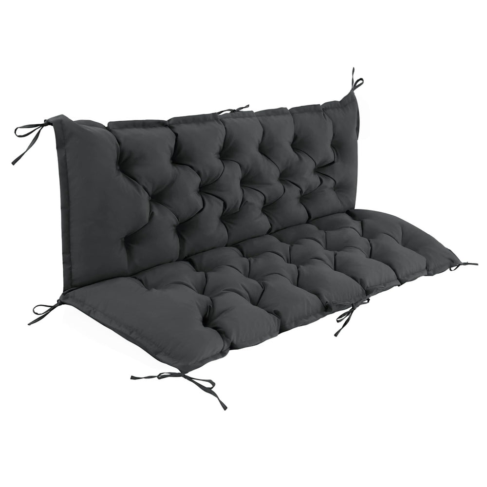 IASEAHK front view of dark grey porch swing cushion showing fit and finish benefits