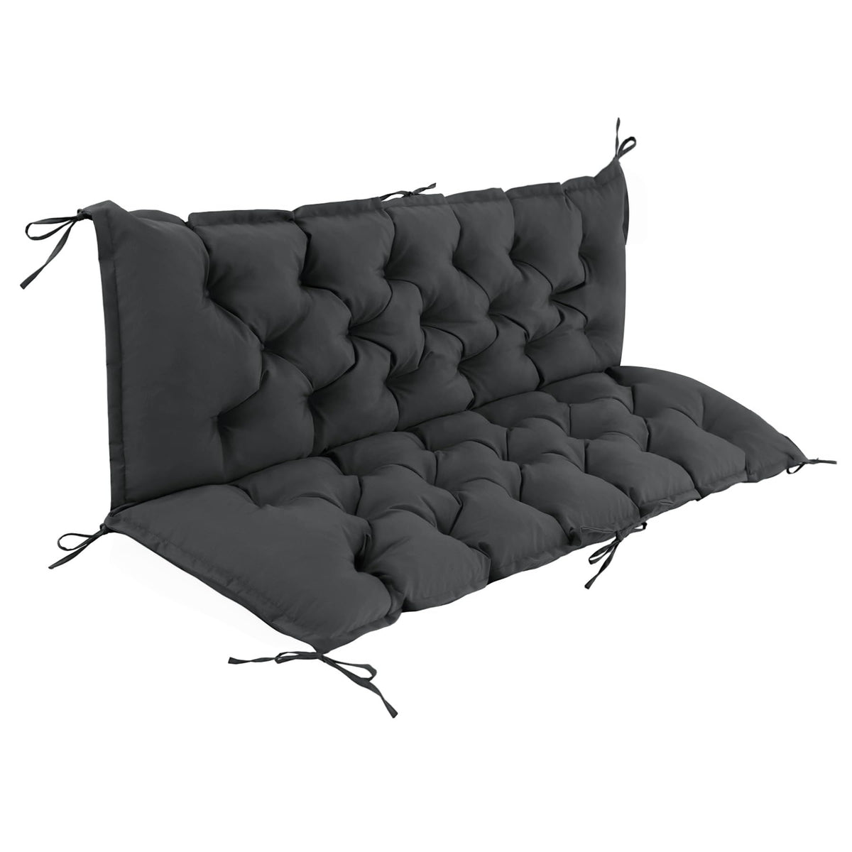IASEAHK front view of dark grey porch swing cushion showing fit and finish benefits