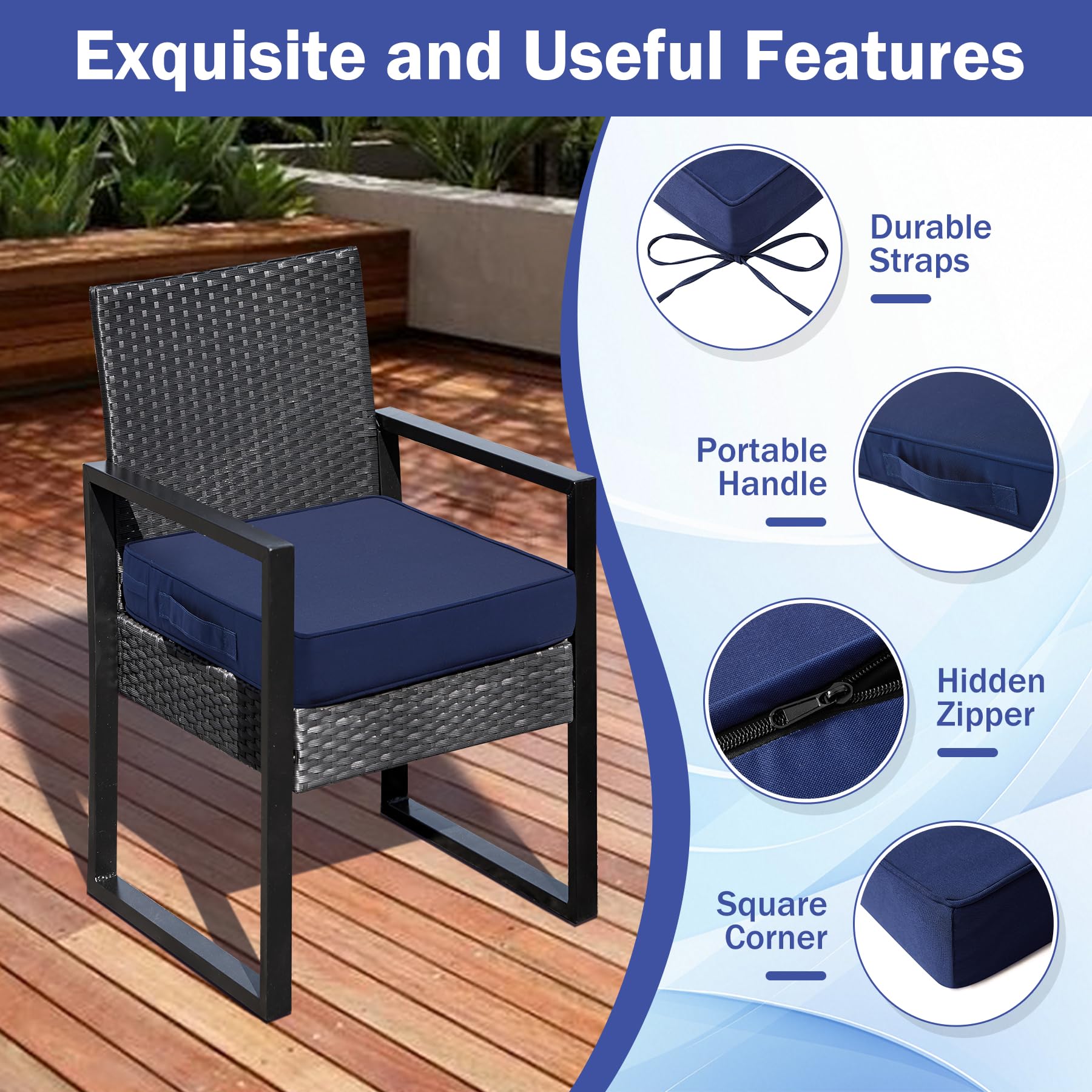 IASEAHK straps tightened on patio chair preventing cushion slipping and shifting