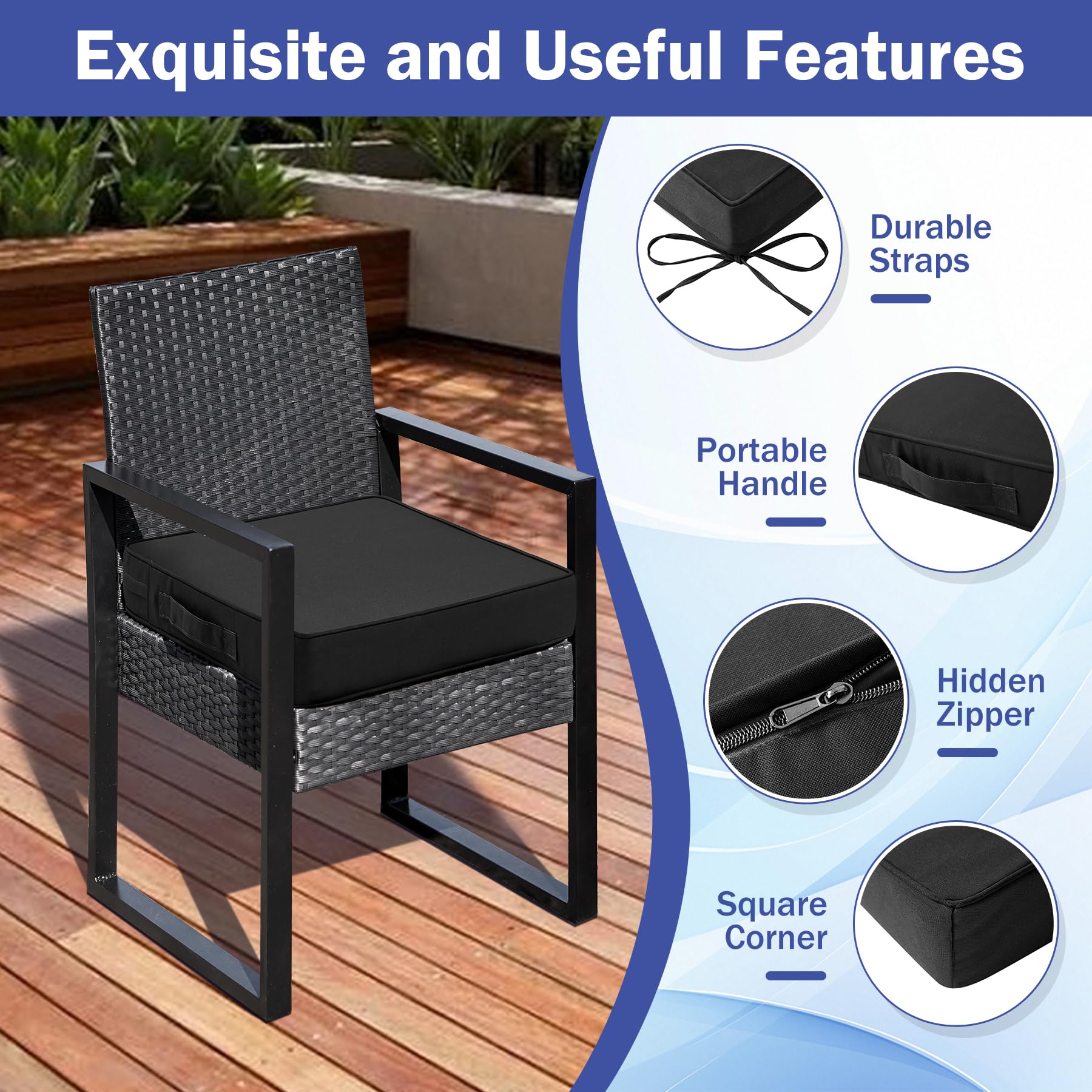 IASEAHK adjustable straps tied to patio chair keeping cushion securely in place