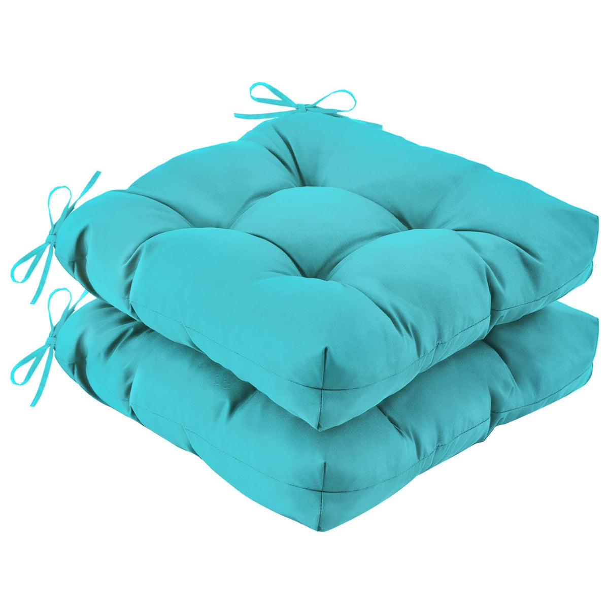 IASEAHK teal cushions front view showing vibrant color and neat seams for curb appeal