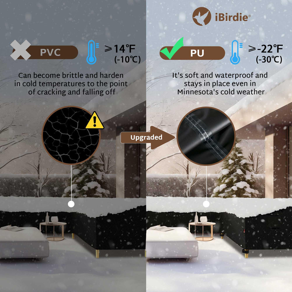 iBirdie adjustable drawstring and leg snap showing secure wind-resistant hold