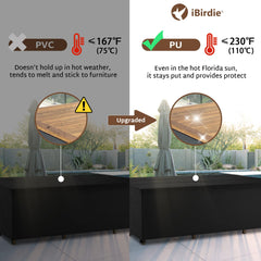 iBirdie adjustable strap and click-close clip, secures cover in wind