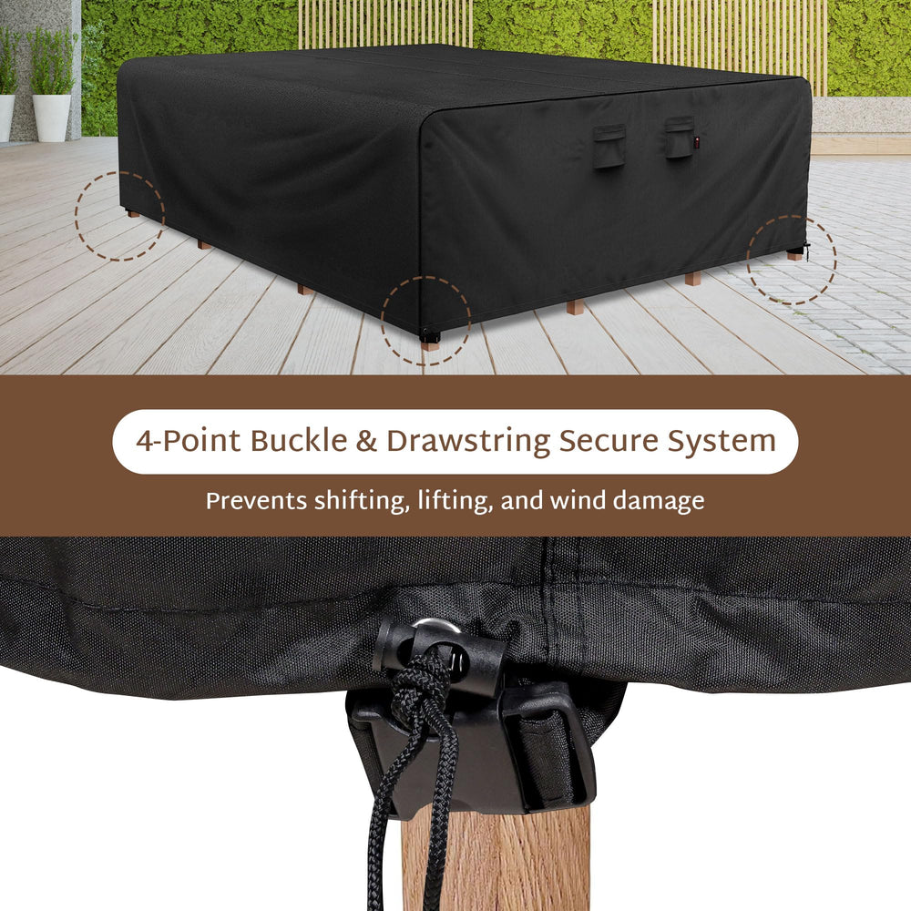 iBirdie drawstring and click-close straps displayed for windproof secure fit