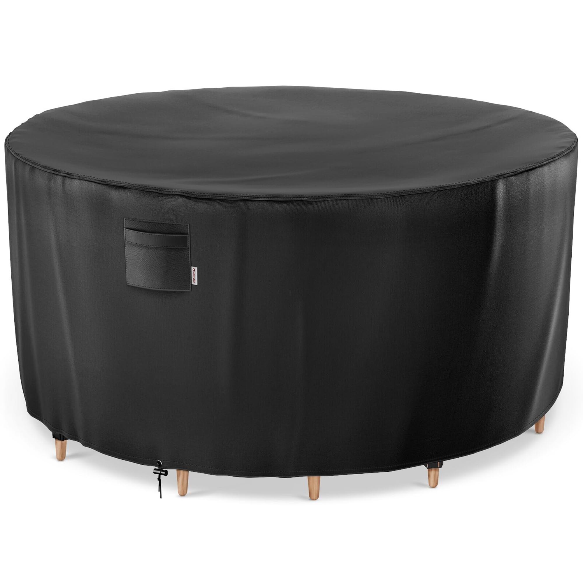 iBirdie front view of round table cover protecting table from weather