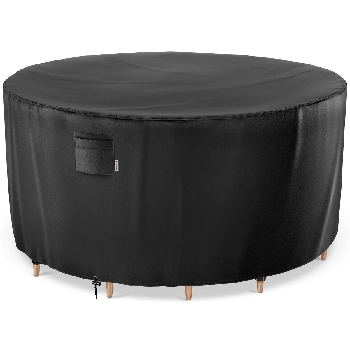 iBirdie front view of round table cover protecting table from weather