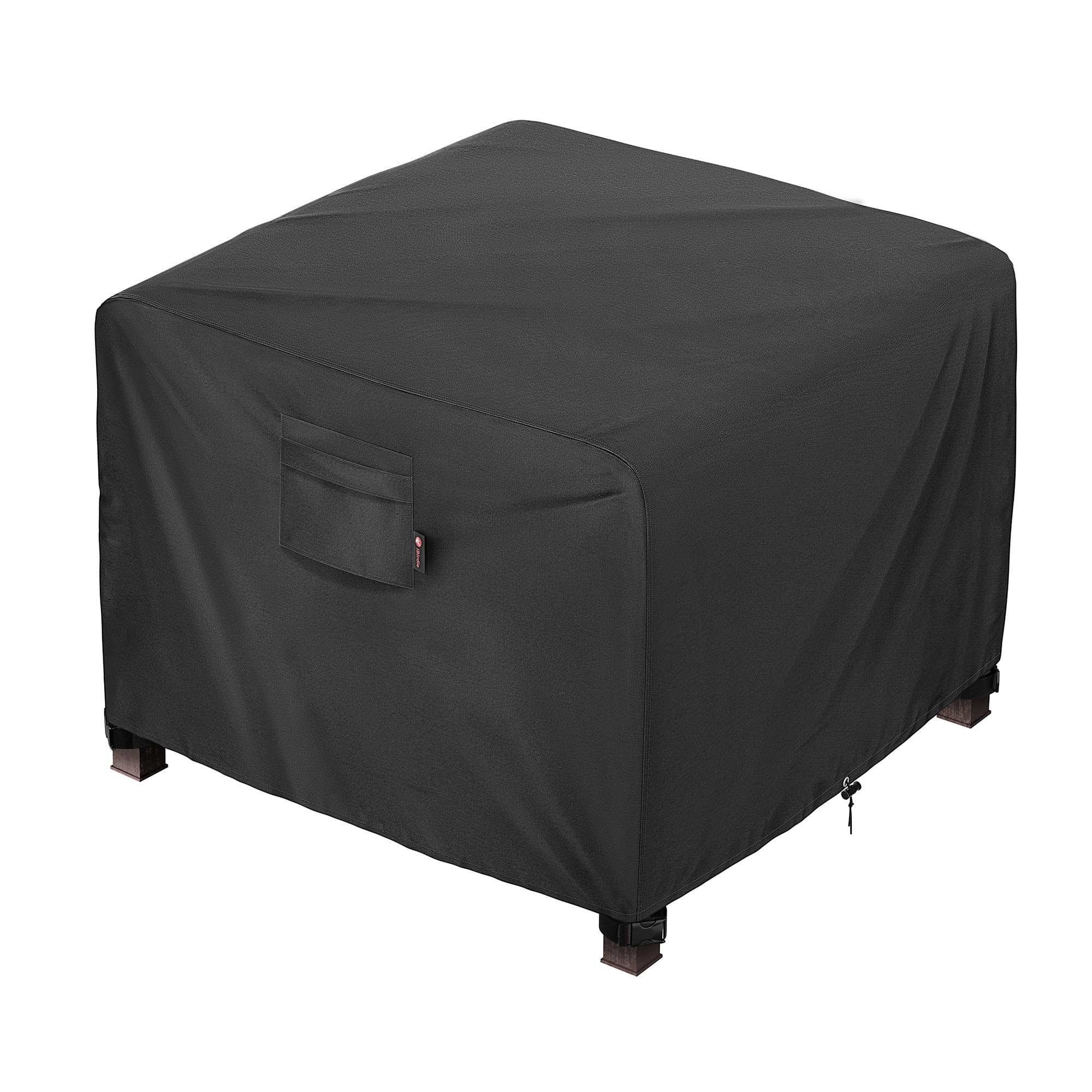 iBirdie front view cover fitting a rectangular fire pit protecting from debris