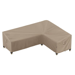 iBirdie front view of full L-shaped cover protecting sofa, keeps furniture dry