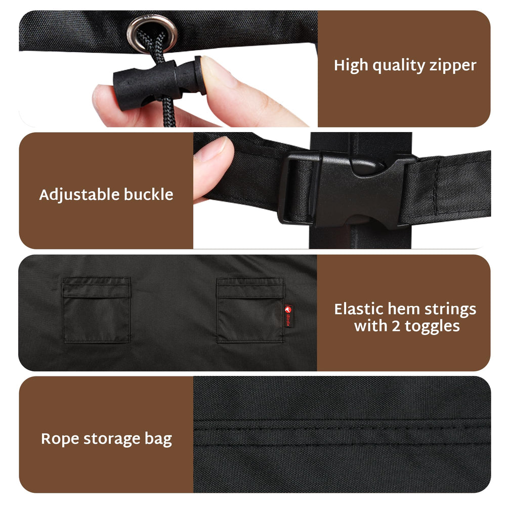 iBirdie woven handle and folded cover for compact storage convenience