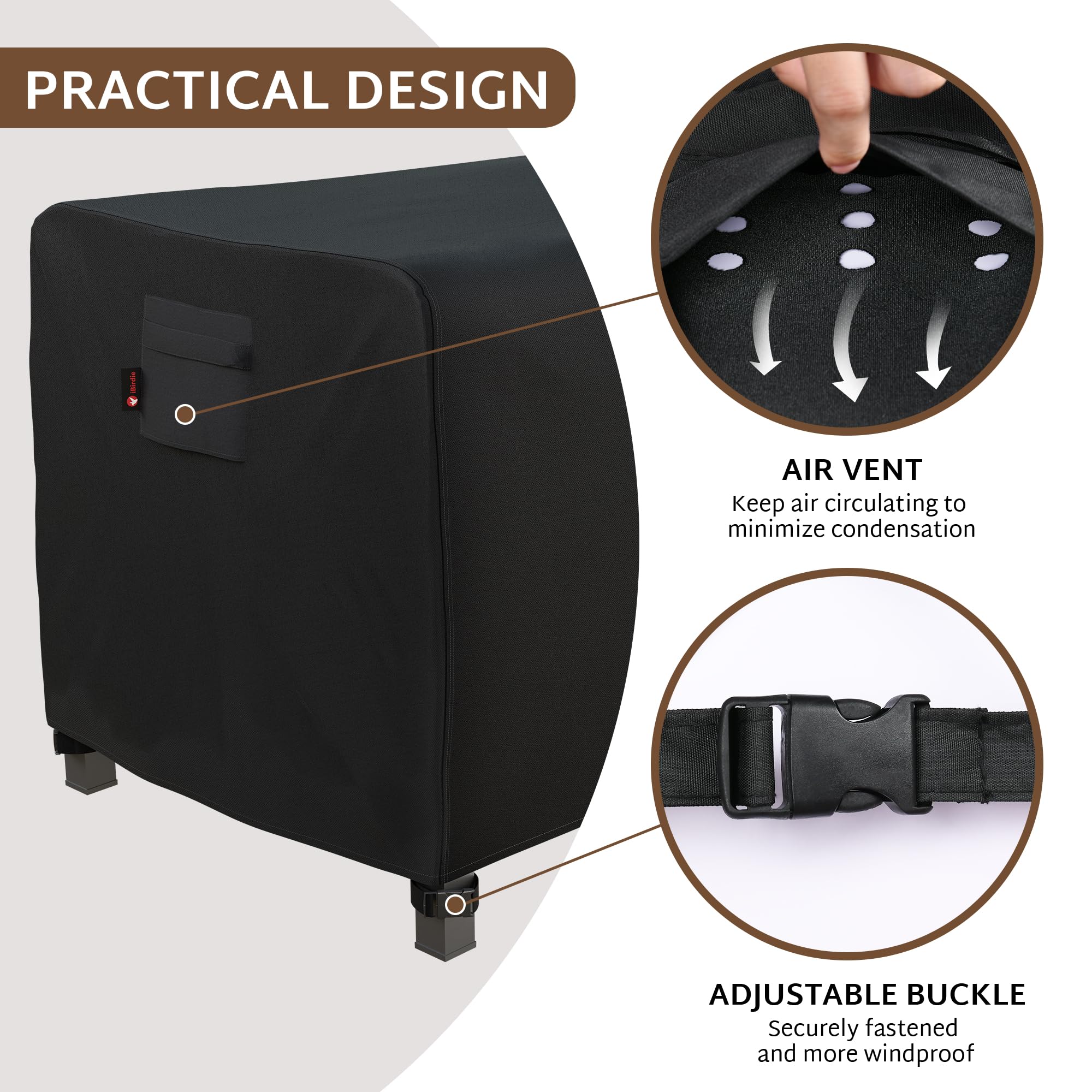 iBirdie side profile illustrating fit on rectangular fire pit