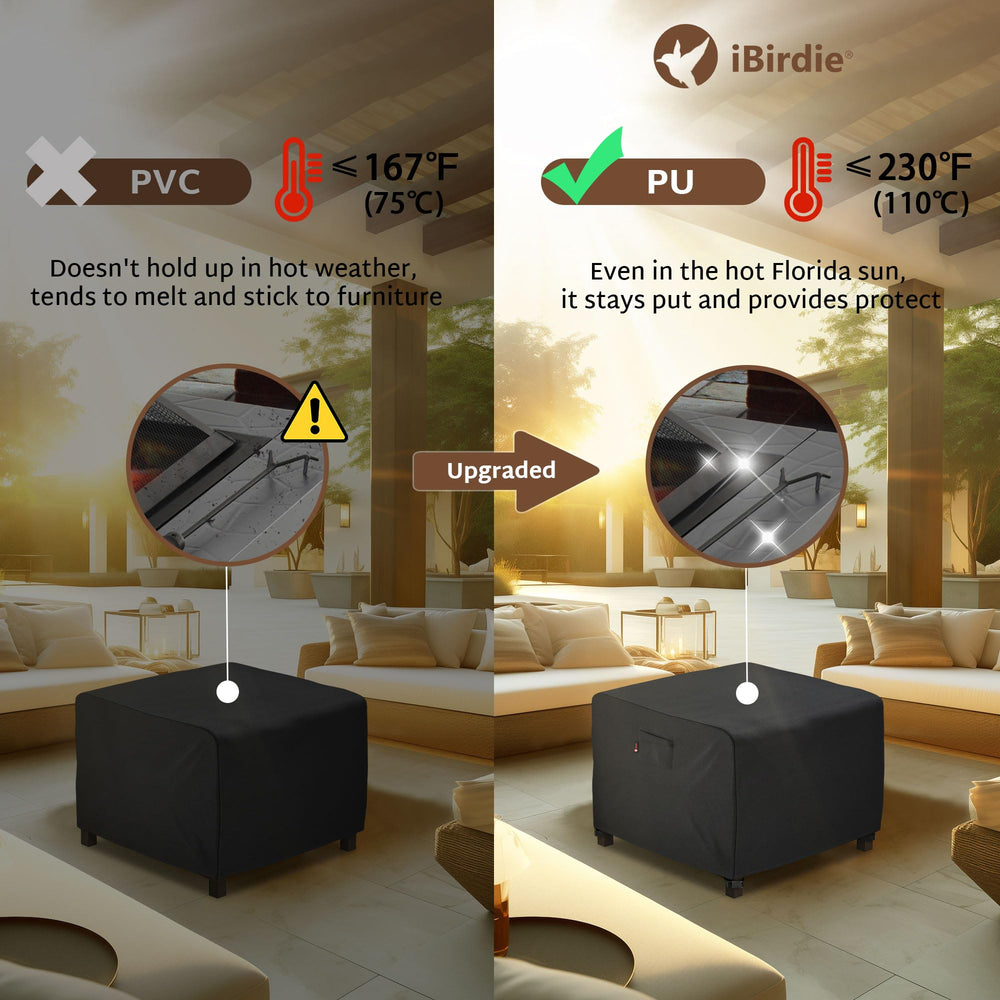 iBirdie cover next to chair showing scale for easy size verification