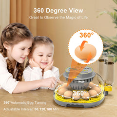 IBKINXX automatic egg turner detail showing mechanism for consistent rotation benefit