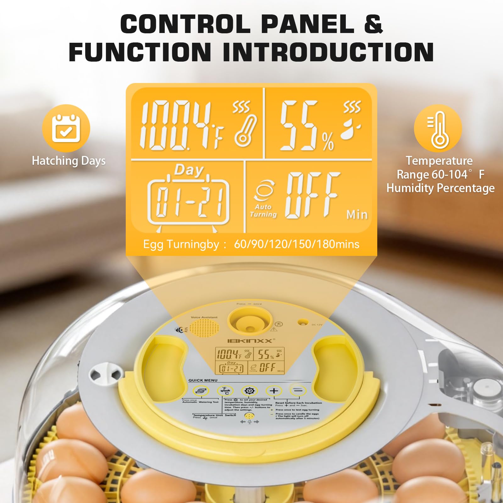 IBKINXX built-in LED candler illuminating eggs to check fertility quickly