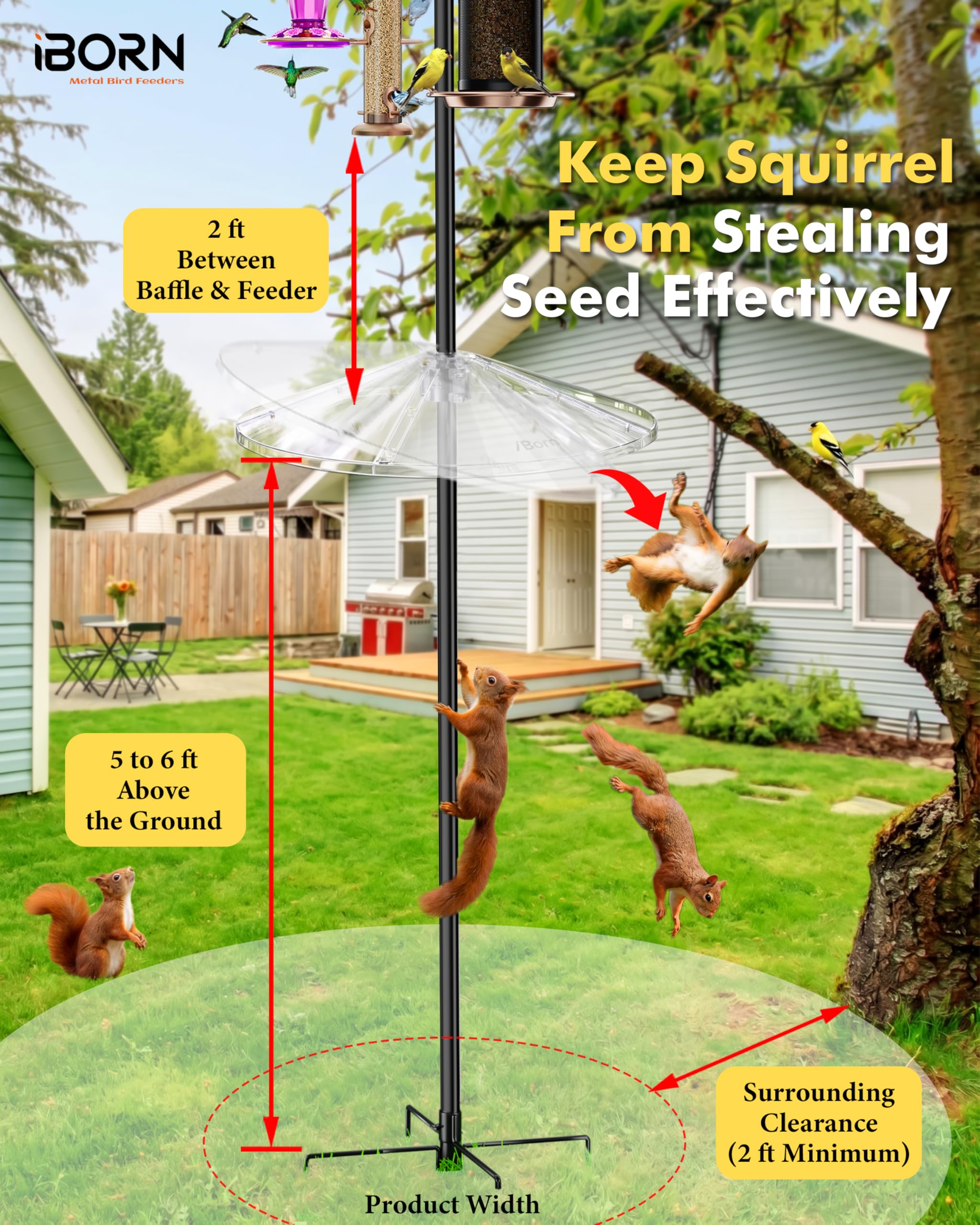 iBorn baffle on shepherd hook showing scale and proper pole compatibility