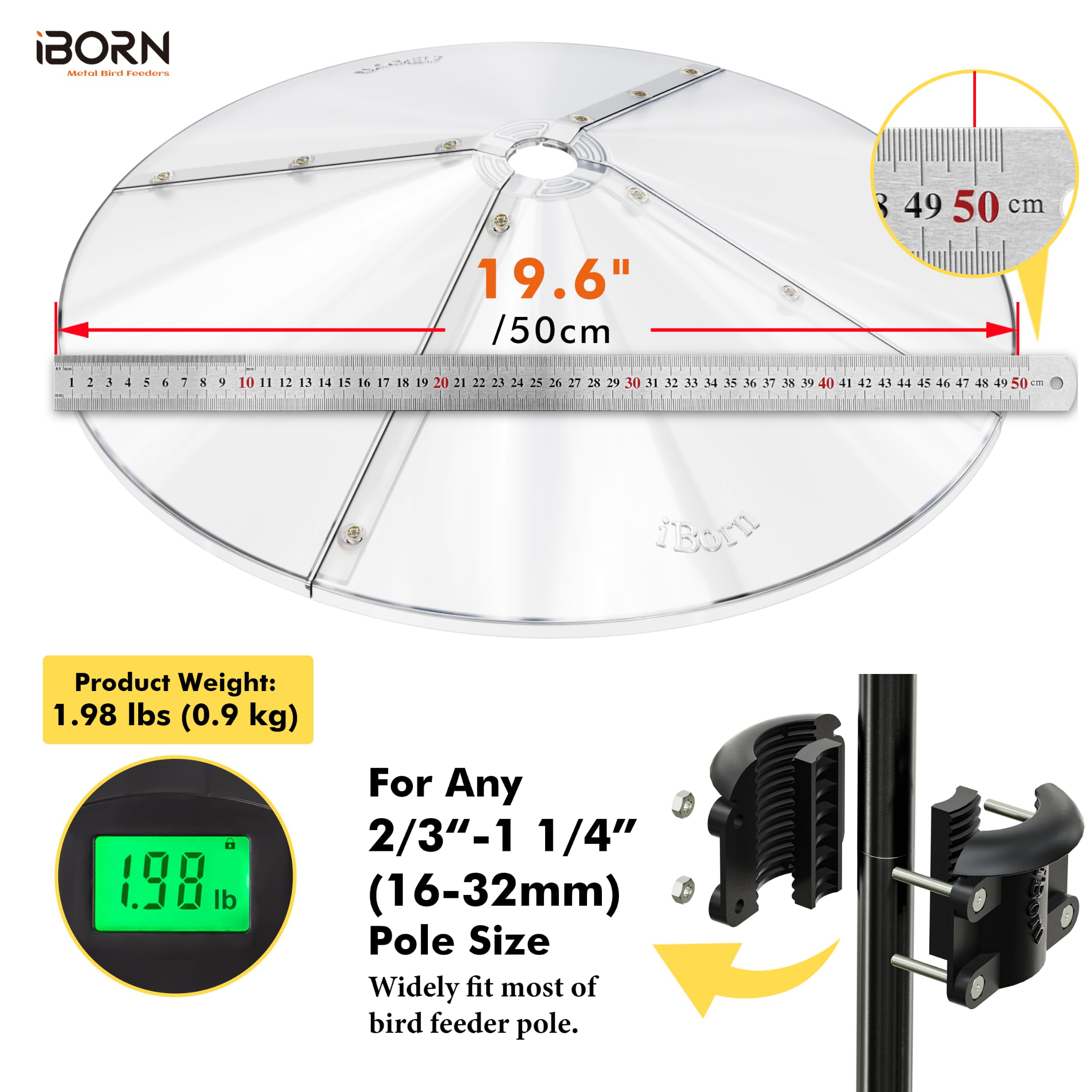 iBorn baffle side profile closeup highlighting durable polycarbonate benefit