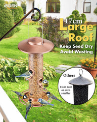 iBorn four feeding ports with 360° ring perch, supports multiple birds