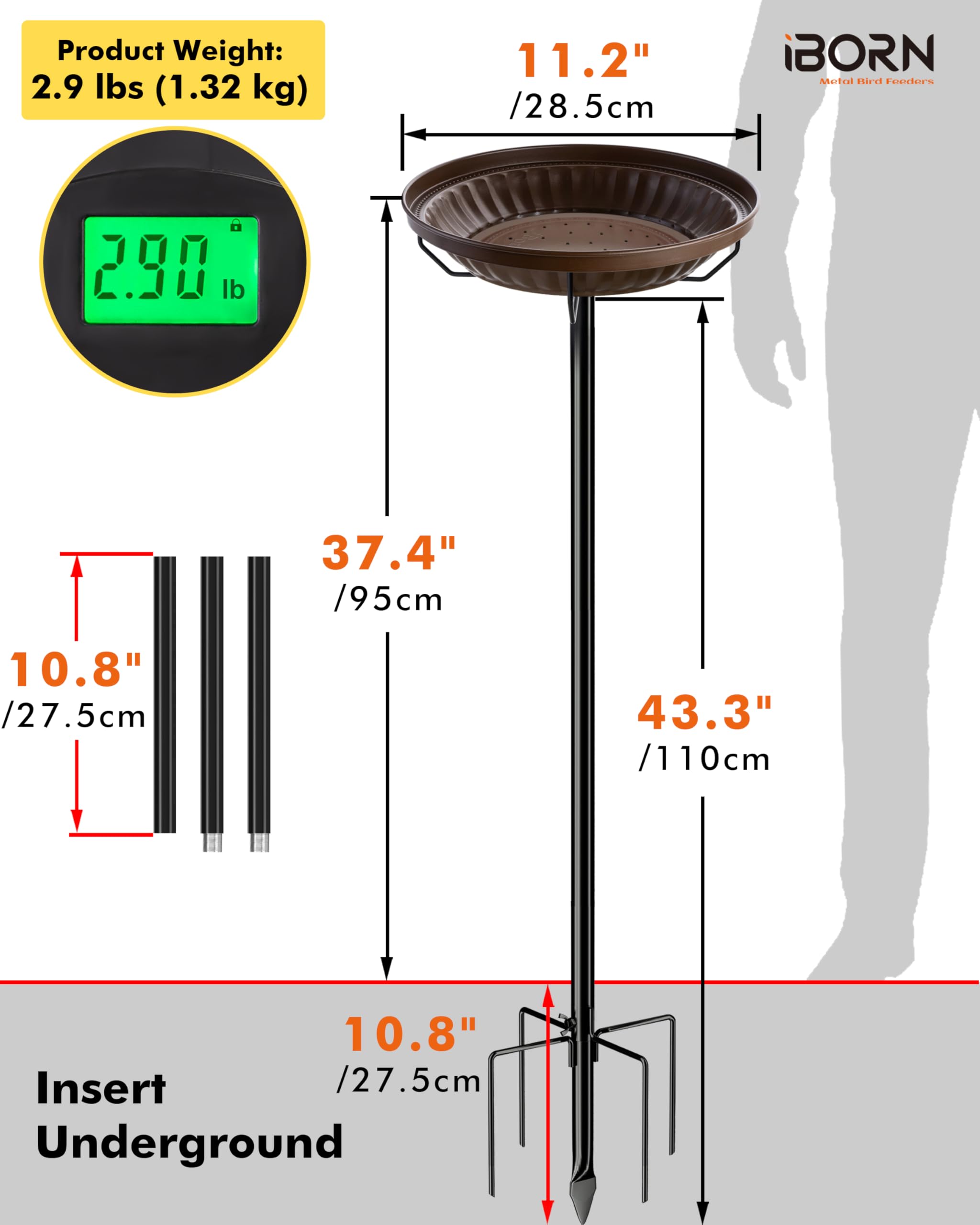 iBorn close-up of 5-claw base gripping soil for anti-tipping stability benefit