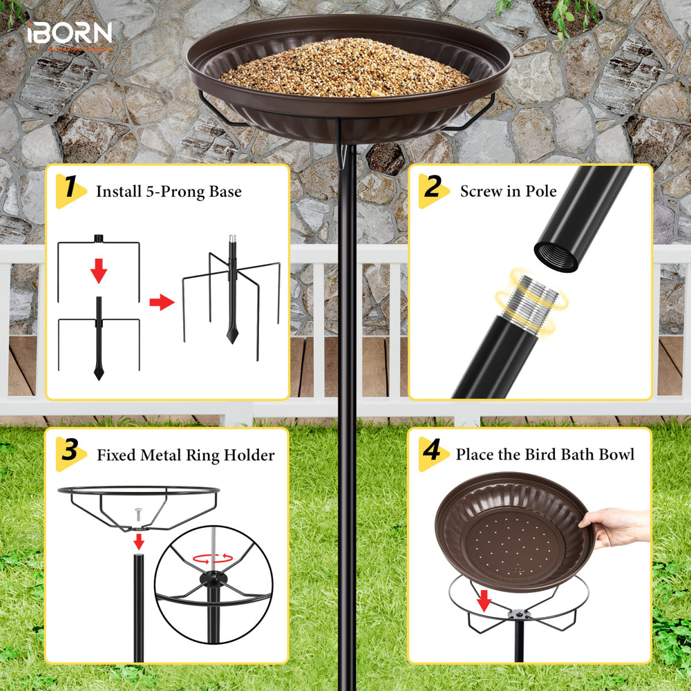 iBorn feeder next to hand for size comparison showing 37.4-inch height benefit