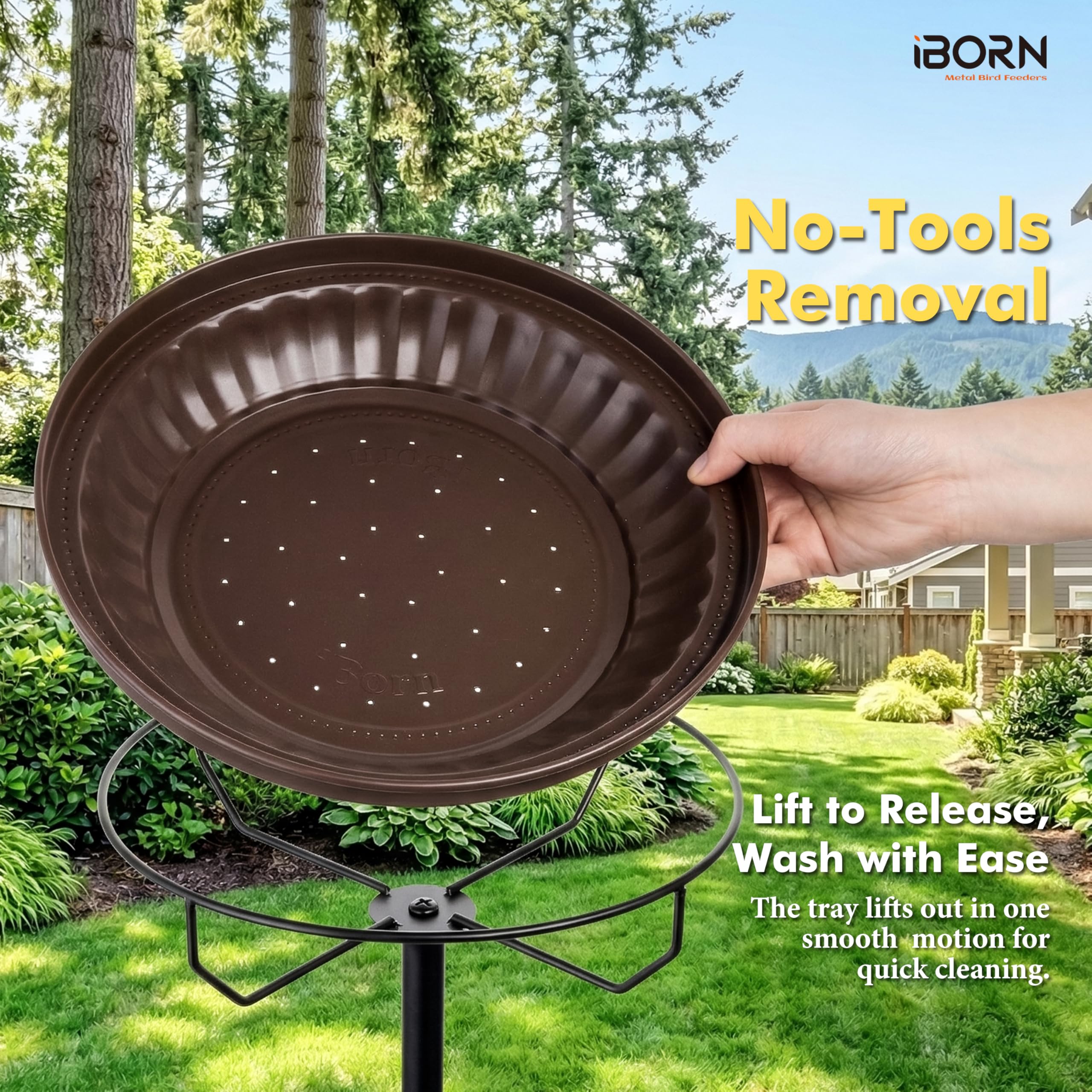 iBorn feeder resisting squirrel with chew-proof metal design for long-lasting use benefit