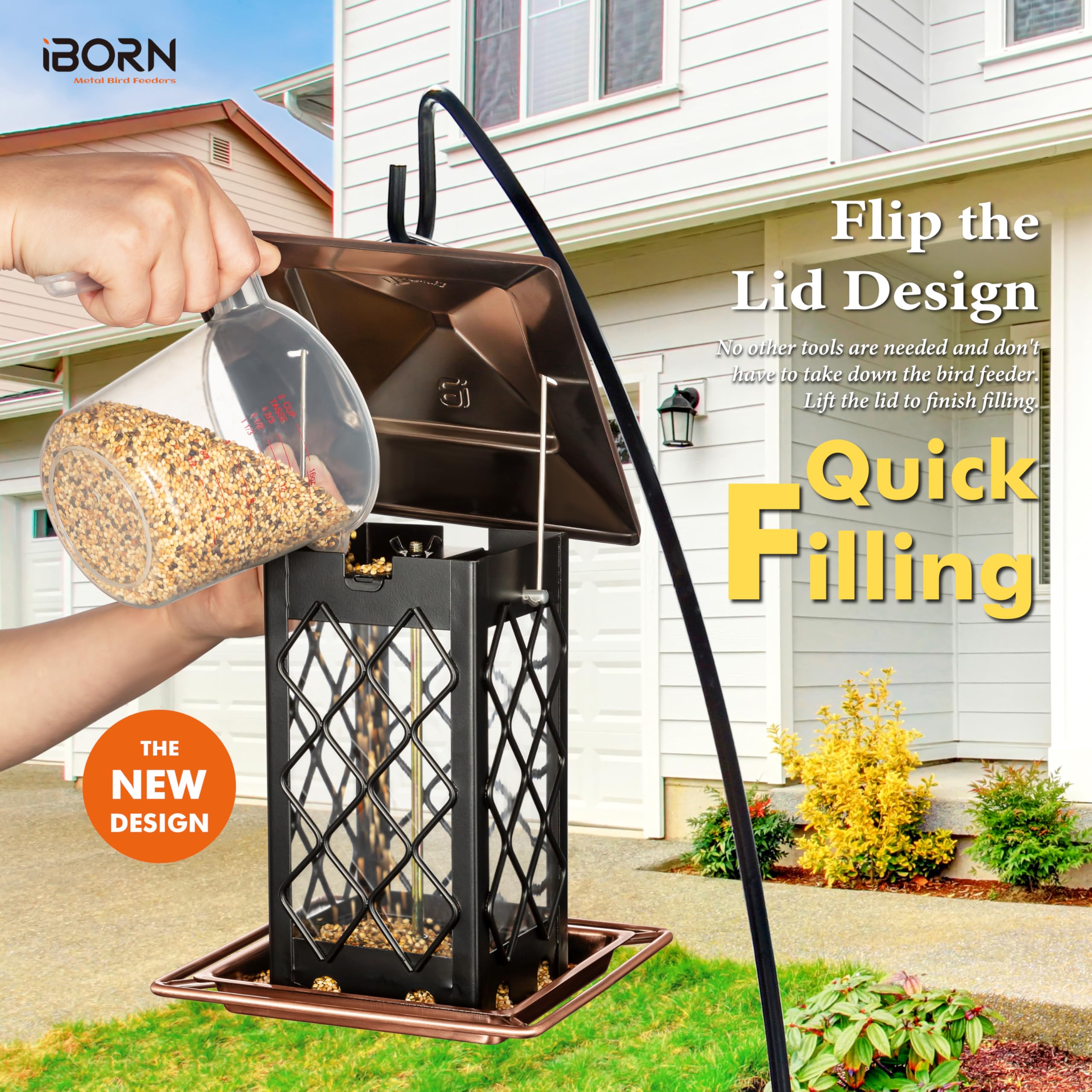 iBorn secure stainless-steel fixed hanger reducing swing and limiting seed waste