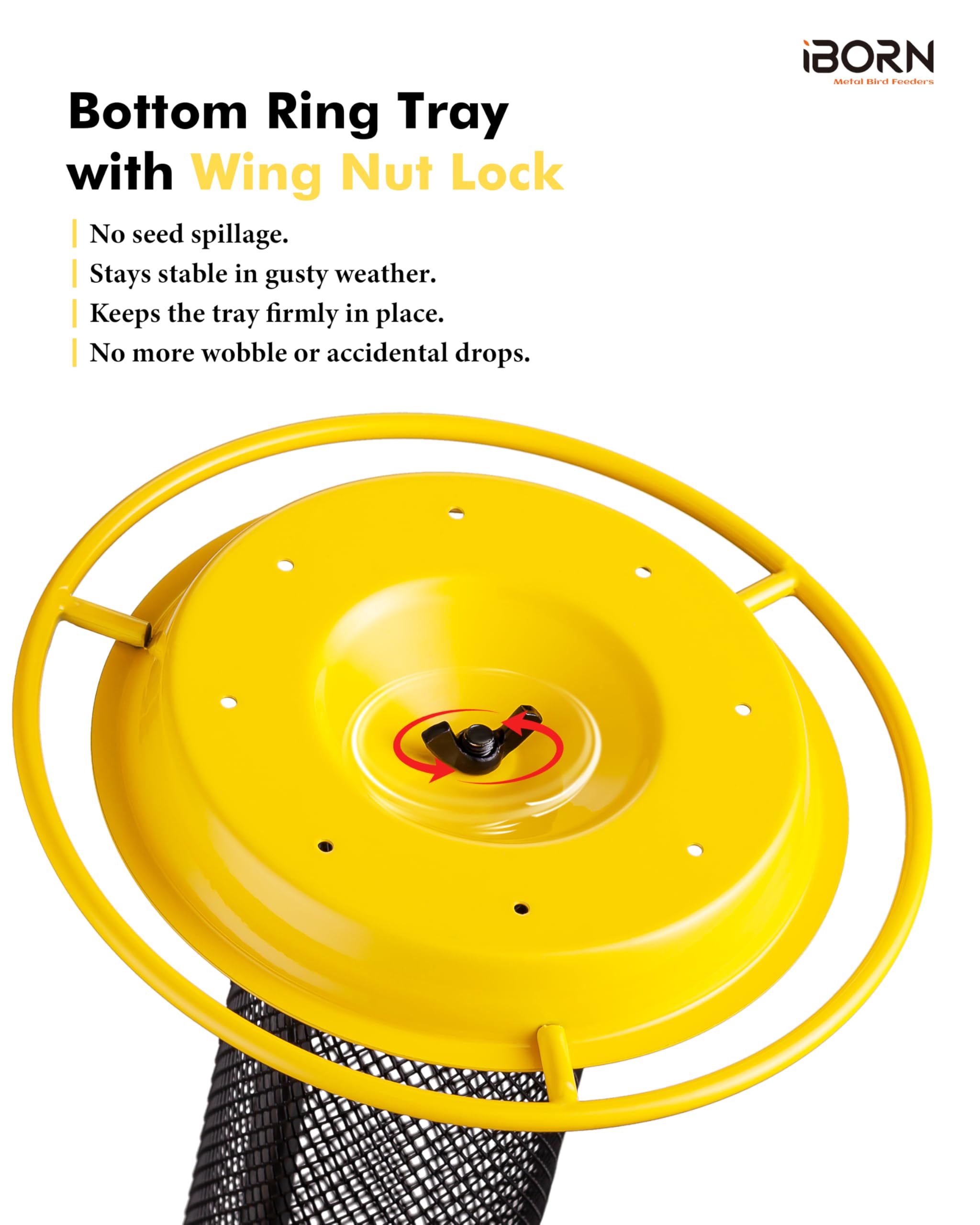 iBorn metal fixed hook attachment securing feeder against wind movement
