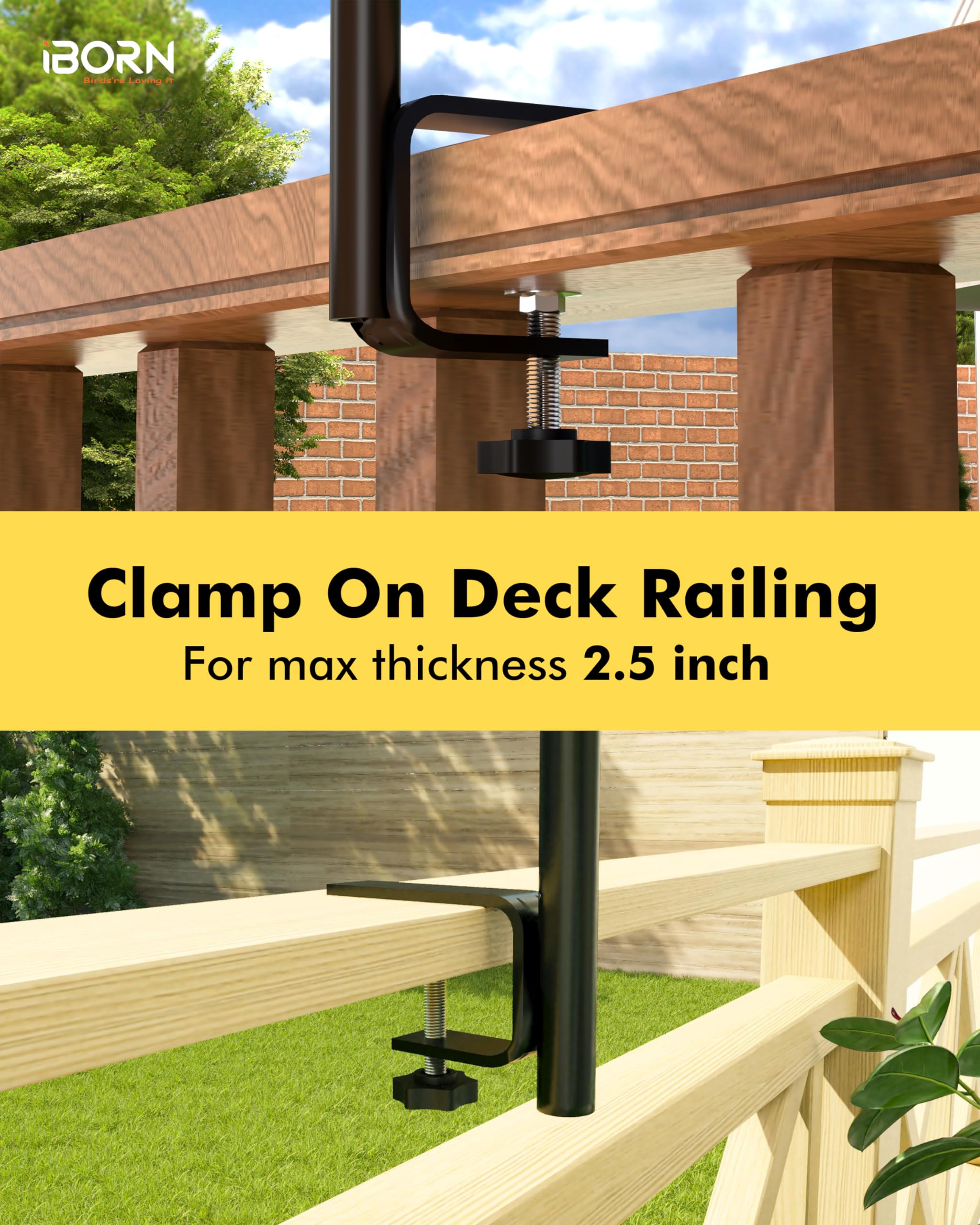 iBorn in use with bird feeders illustrating reliable outdoor hanging support