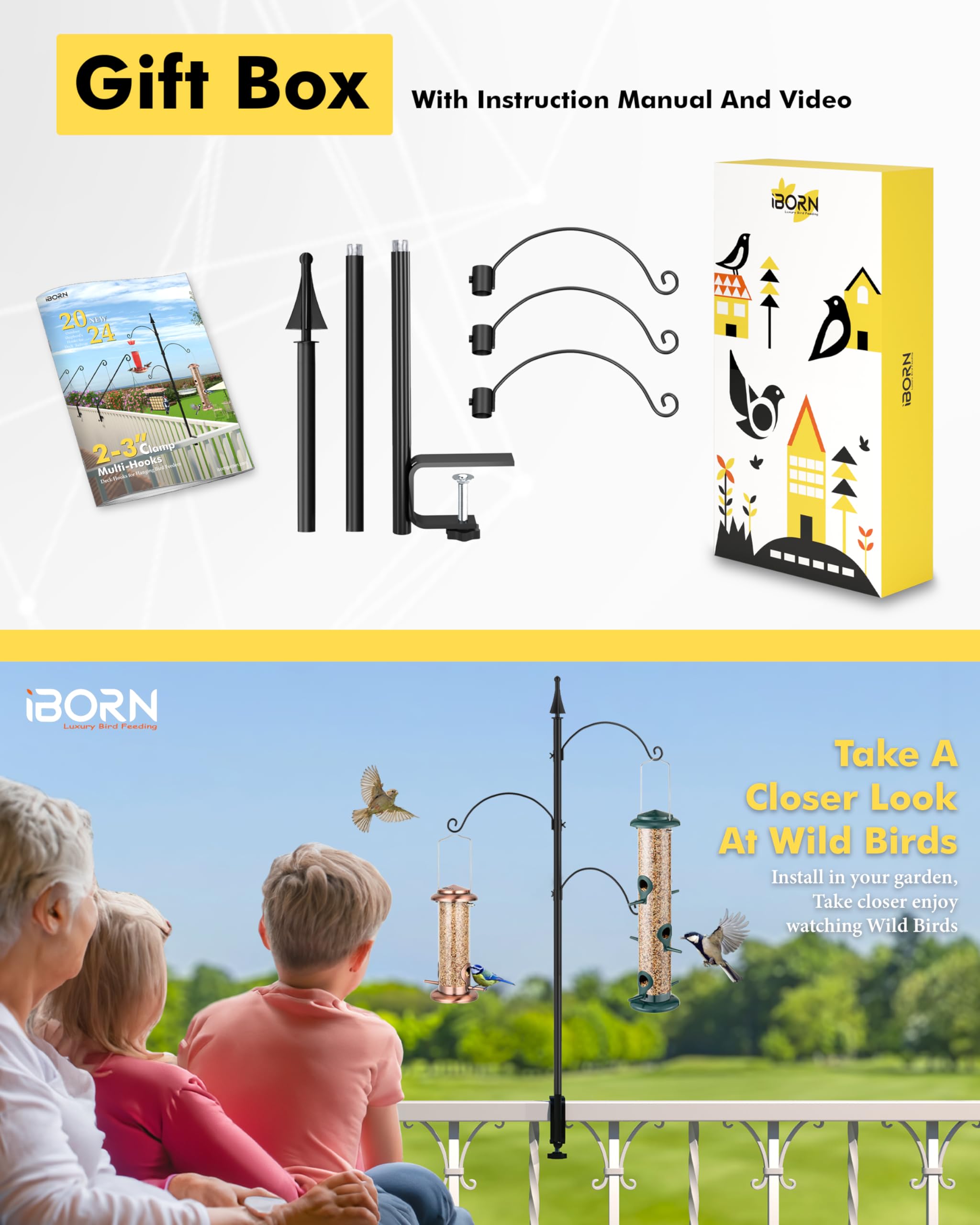 iBorn lifestyle balcony bird feeding scene showing easy bird-watching setup