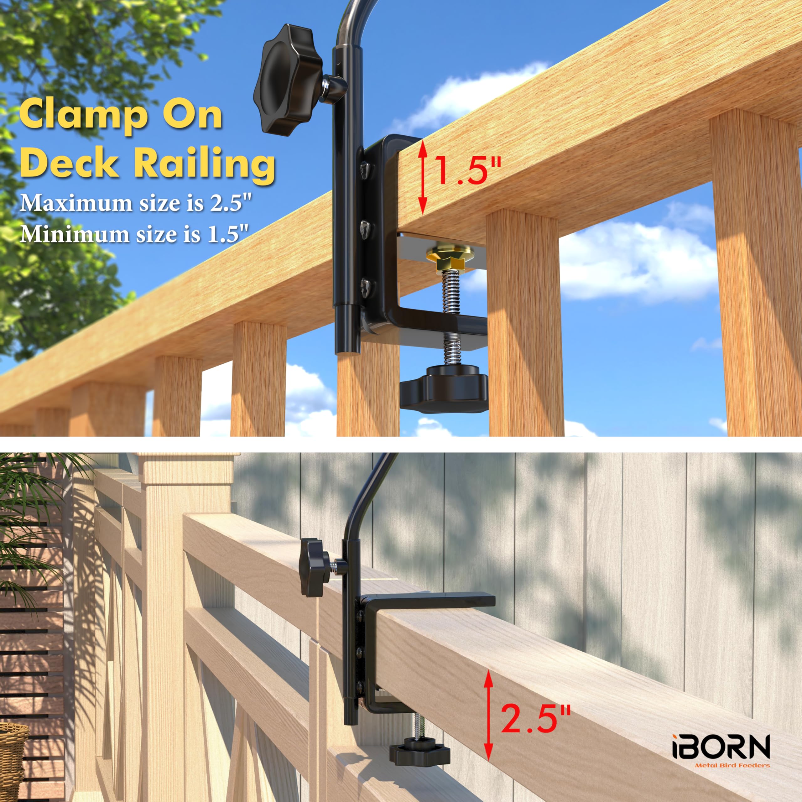 iBorn outdoor lifestyle on deck showing two hangers creating window-view bird stations