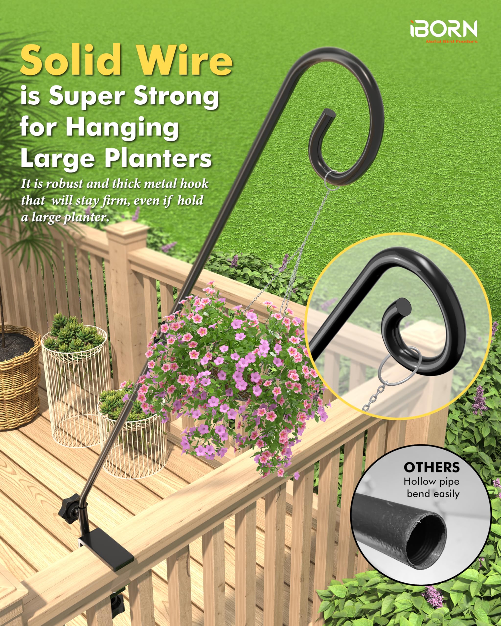 iBorn wrought iron wire close-up highlighting solid construction and no-bend durability