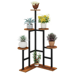 IBUYKE front view full stand showing six tiers and rustic finish for organized display