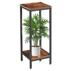 IBUYKE front view rustic wood corner stand showing compact modern display benefit