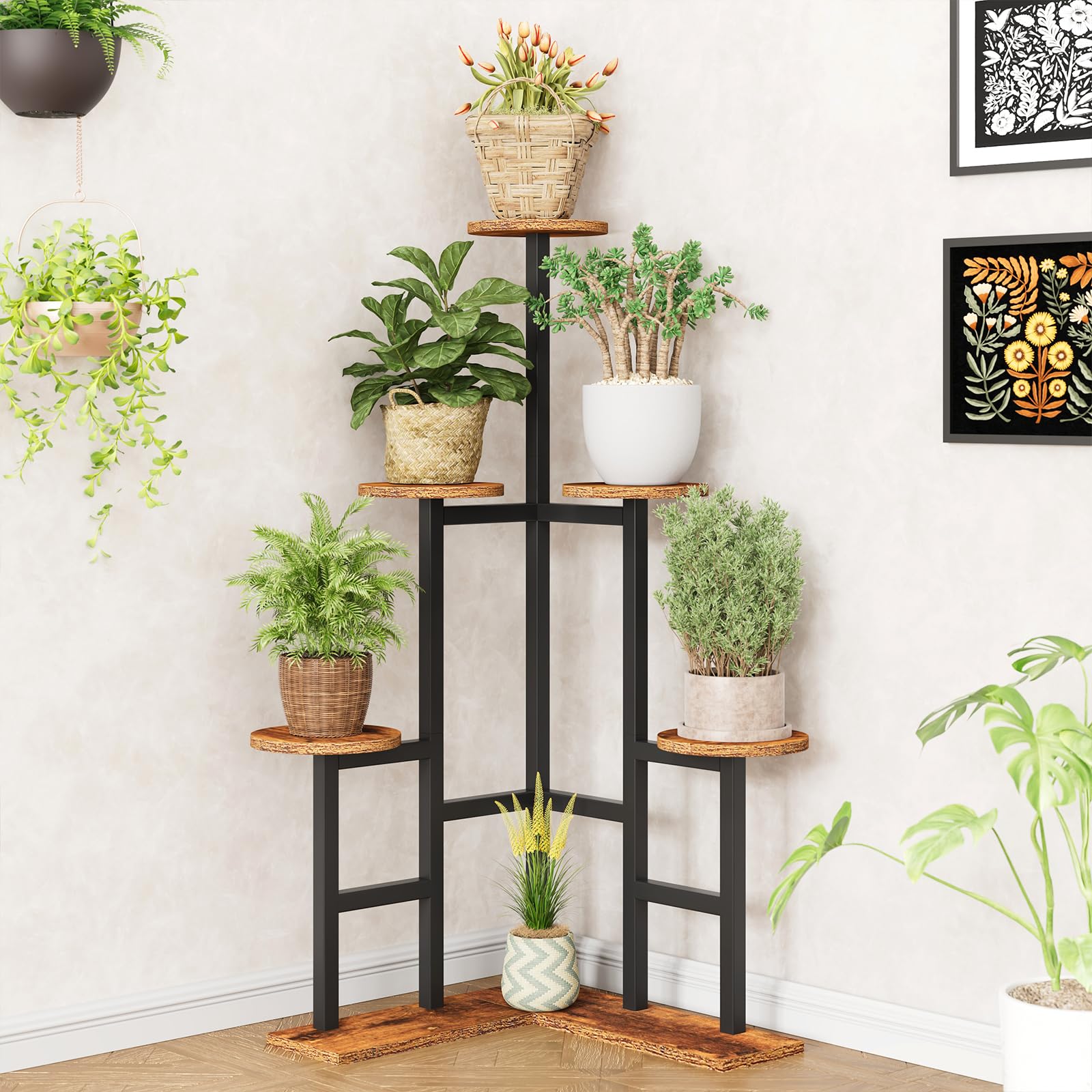 IBUYKE loaded with plants on shelves demonstrating efficient light exposure and airflow