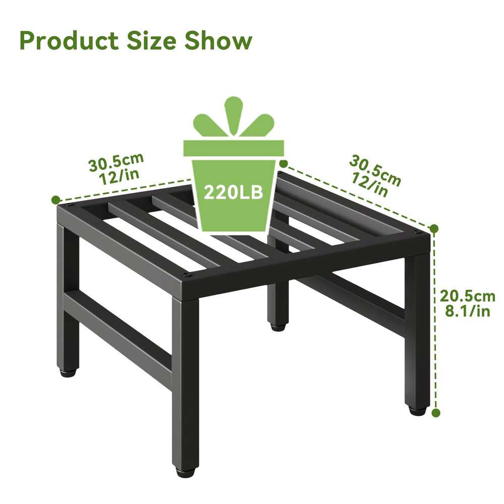 IBUYKE top view of 12x12 platform illustrating planter fit and surface area