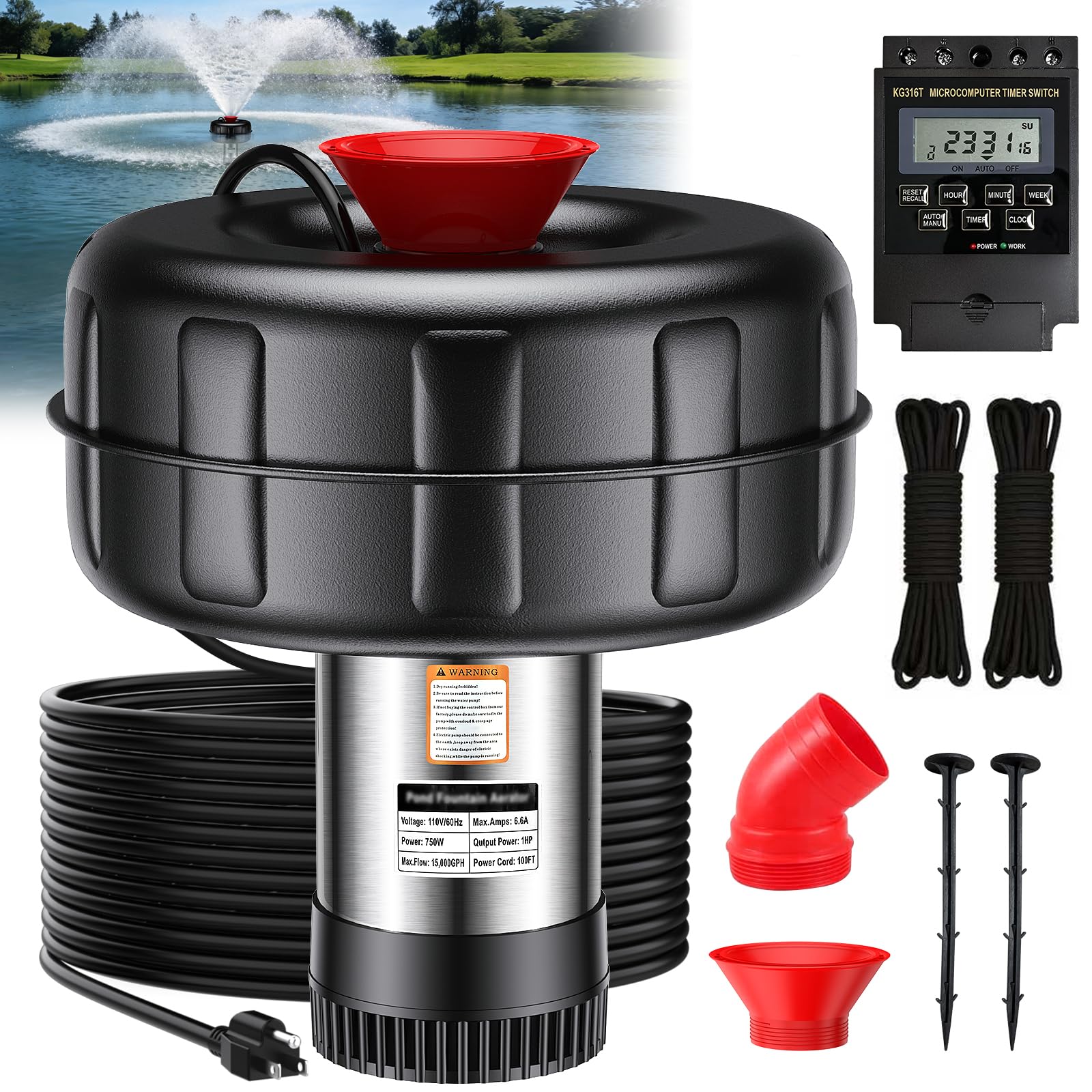 iCapeson front view of fountain kit showing platform and pump benefits circulation