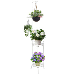 Icewogo front view full setup showing white stand and four potted plants, space-saving benefit