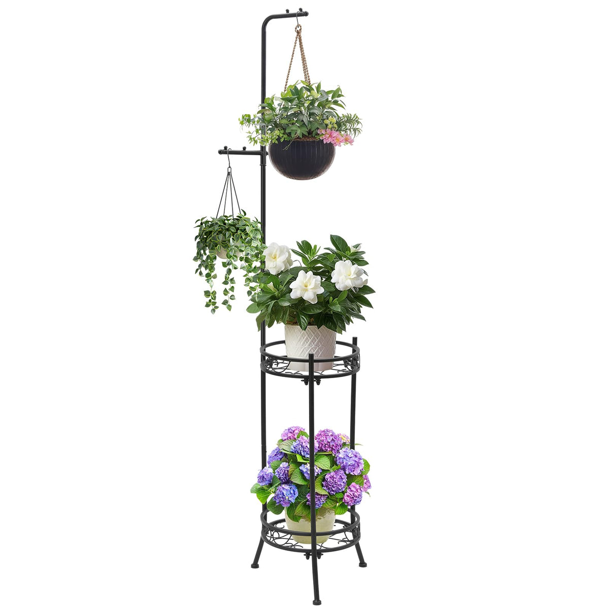 Icewogo front view full stand showing four potted plants and vertical display benefit