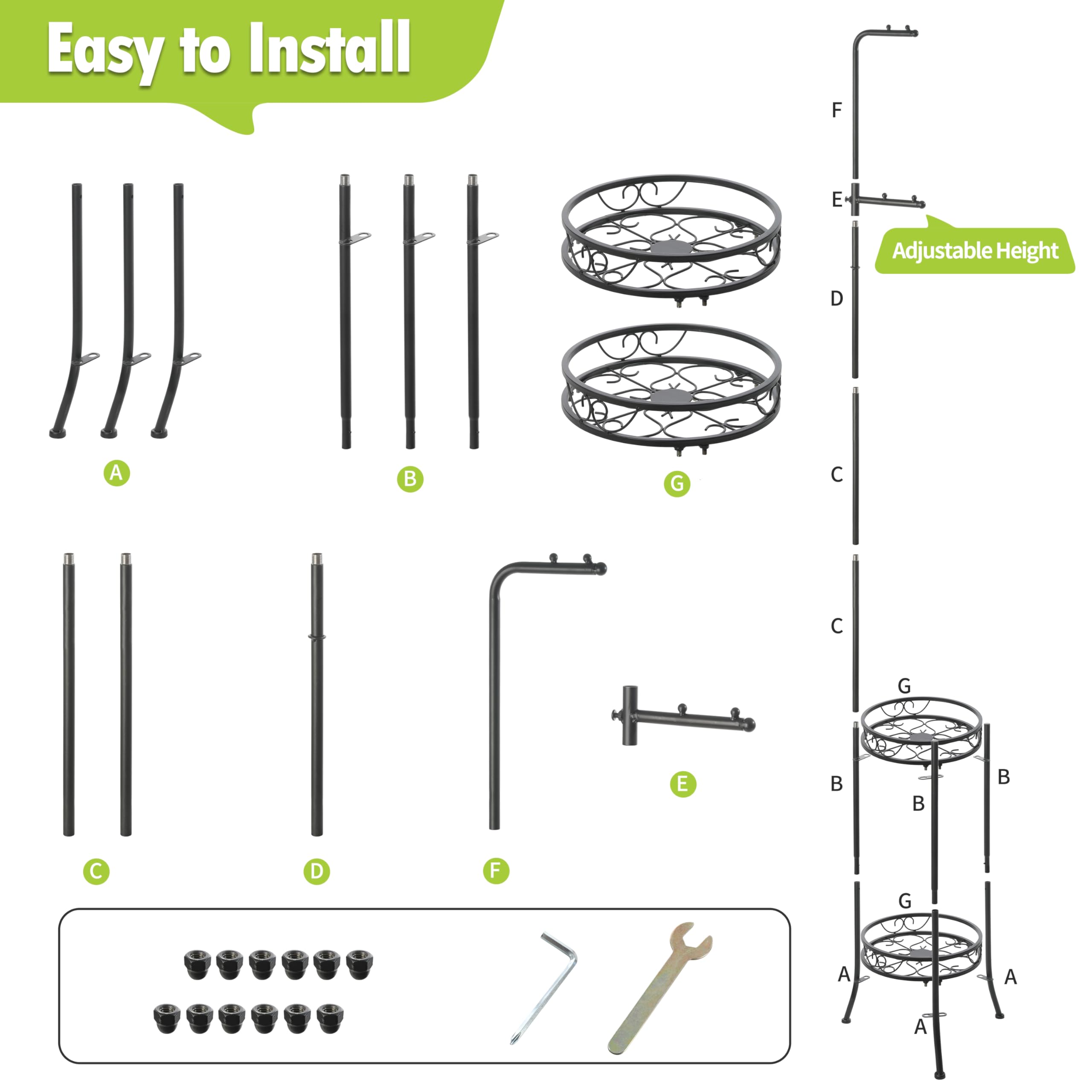 Icewogo adjustable top rod and hanging hook showing height options for versatile display