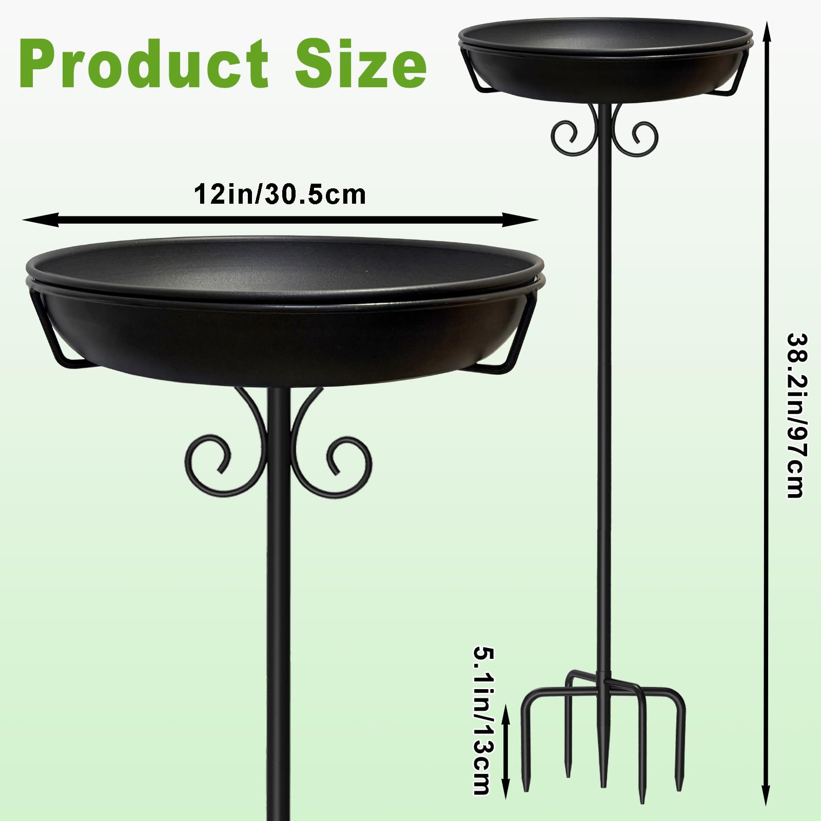 iCHKED 5-pronged base detail with heavy stakes, improved stability in lawn