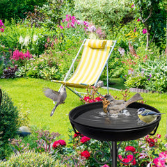 iCHKED close-up of metal bowl rim and shallow basin, easy-clean surface for birds