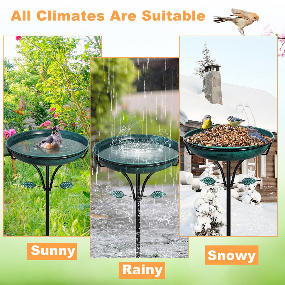 iCHKED bird bath placed in garden enhancing yard decor and bird attraction