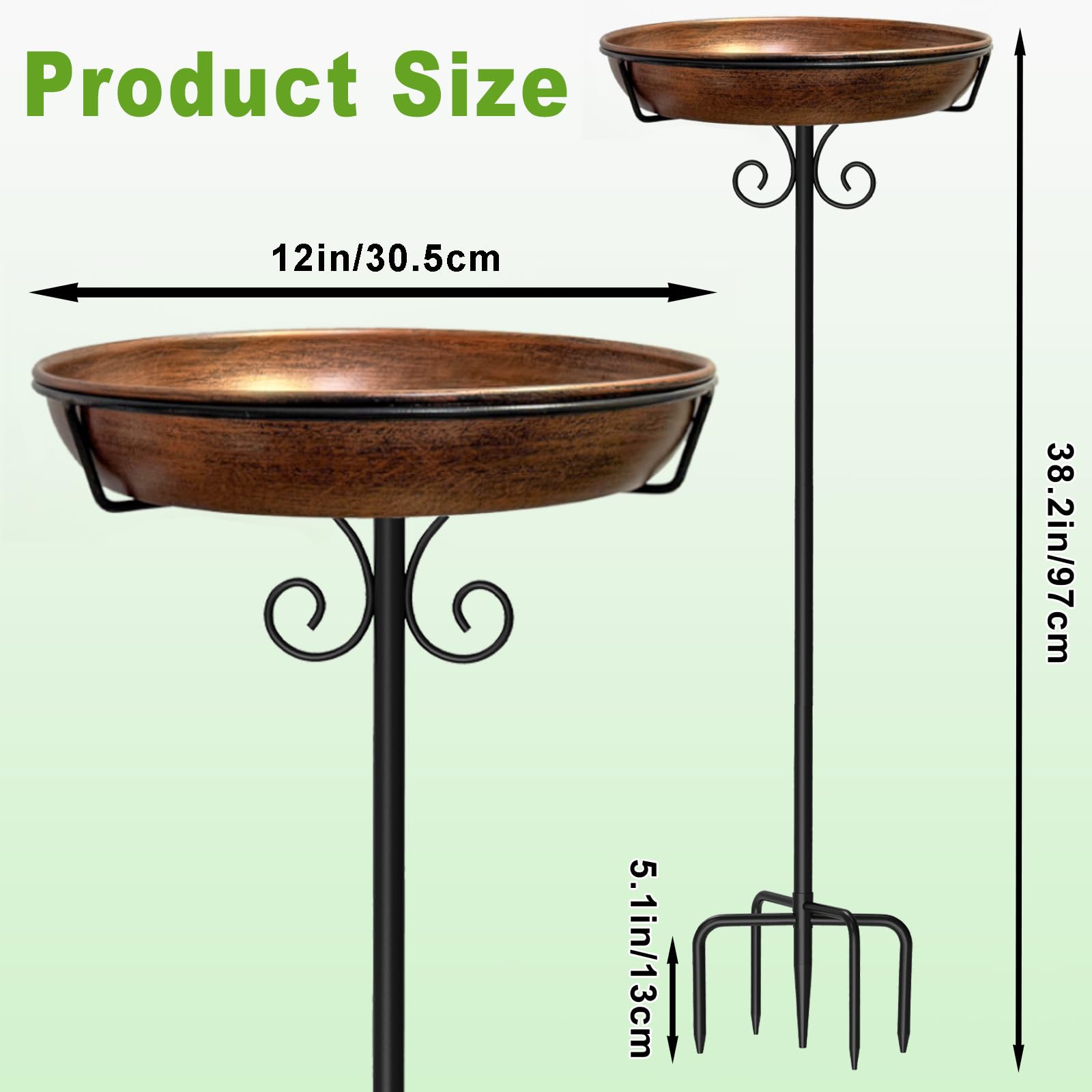 iCHKED five-prong base showing wide footprint and stability, prevents tipping in garden winds