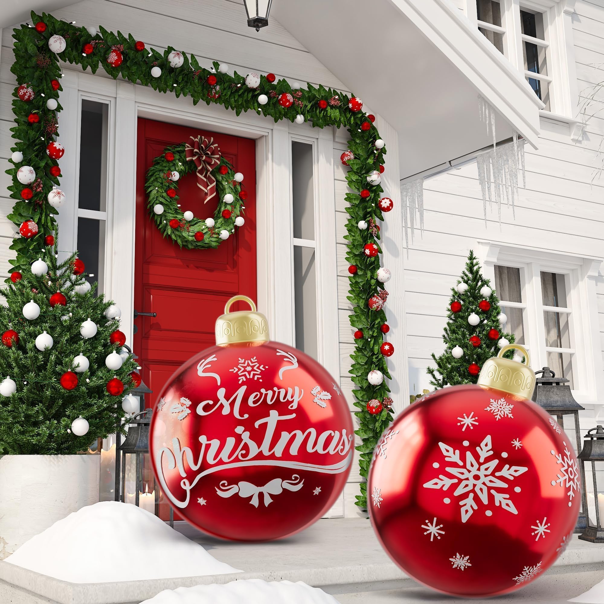 Icilar inflatable ball on lawn lifestyle showing bold holiday atmosphere