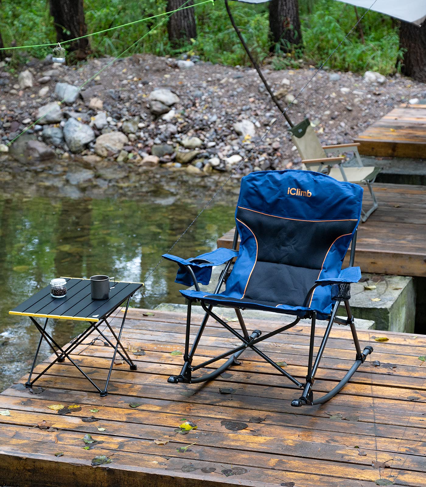iClimb at a campsite tailgate demonstrating portable seating convenience