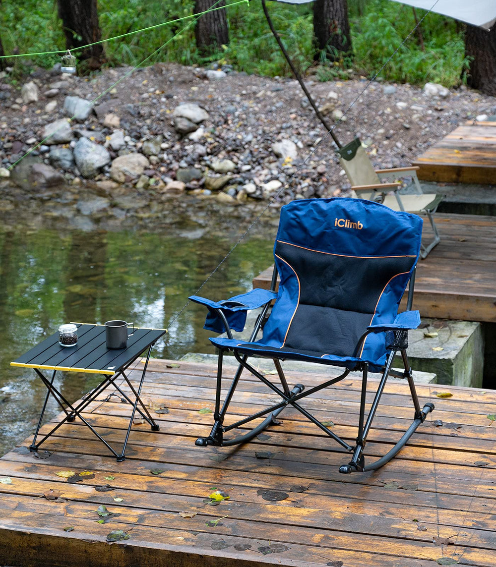 iClimb at a campsite tailgate demonstrating portable seating convenience