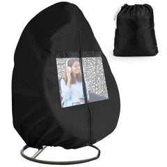 i COVER front view of full cover protecting egg chair with visibility benefit